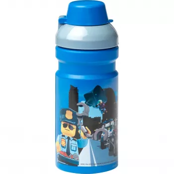 LEGO City drinkfles 390 ml blauw met zachte siliconen tuit en halftransparant deksel, PP/siliconen, 1 stuk (40561735)