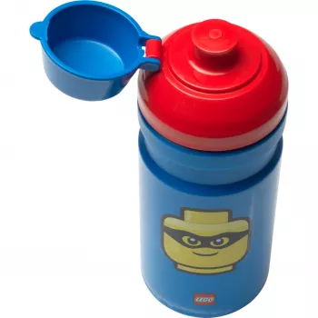 LEGO Iconic drinkfles 390 ml blauw met siliconen tuit en half transparant deksel