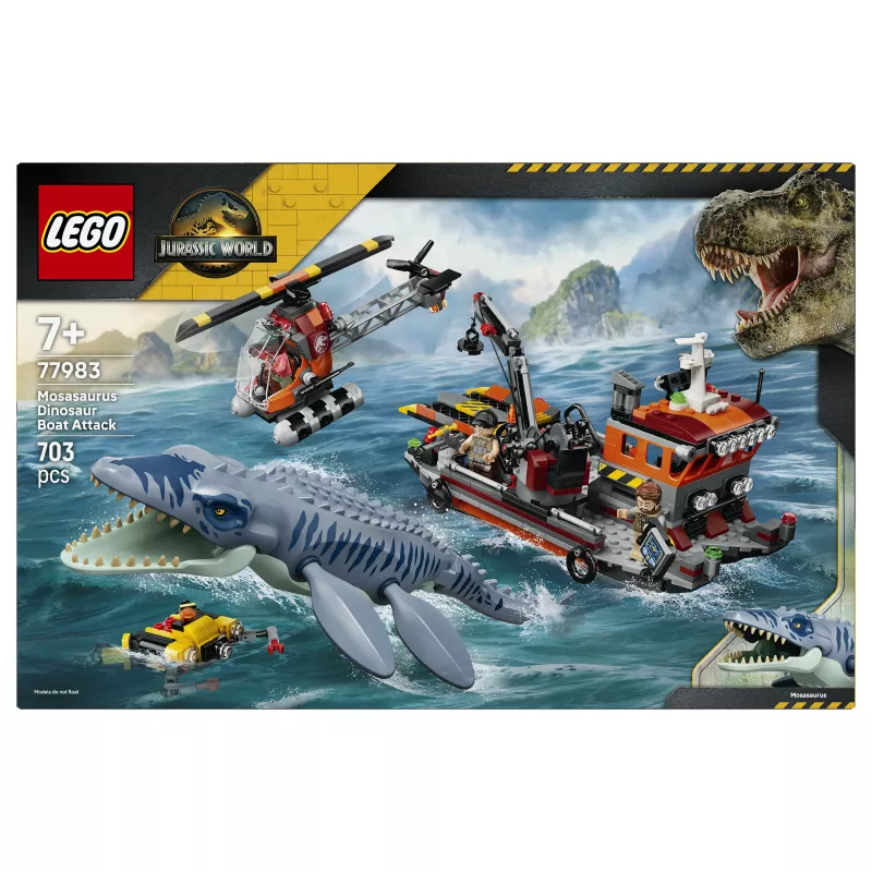 LEGO Jurassic World 77983 Mosasaurus Dinosaur Boat Attack (280 onderdelen, 3 minifiguren, vanaf 7 jaar)