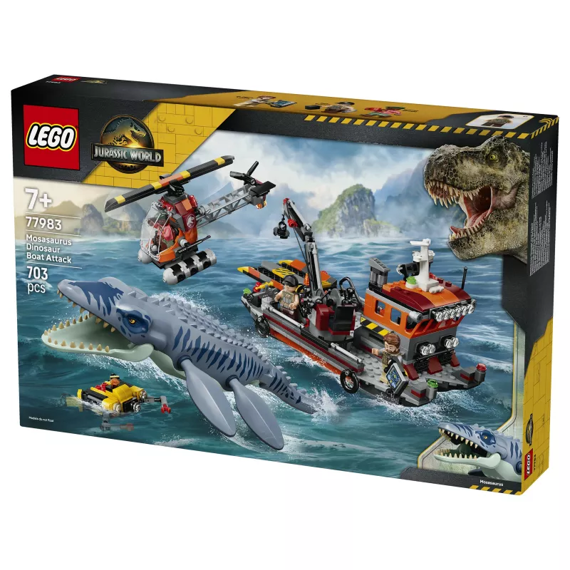 LEGO Jurassic World 77983 Mosasaurus Dinosaur Boat Attack (280 onderdelen, 3 minifiguren, vanaf 7 jaar)