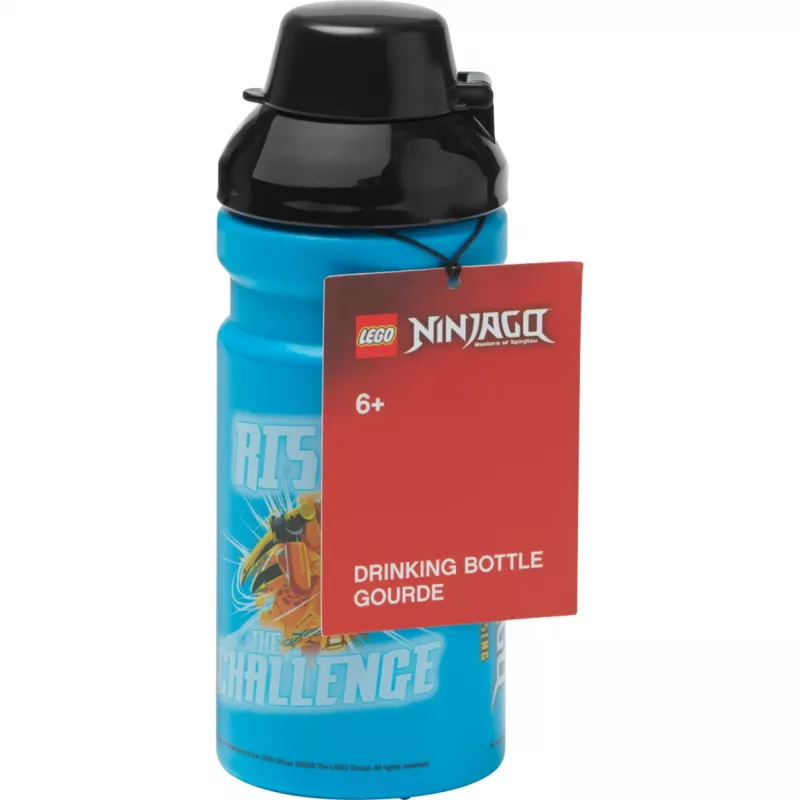 LEGO NINJAGO drinkfles 390 ml blauw met siliconen tuit en half transparant deksel PP/siliconen