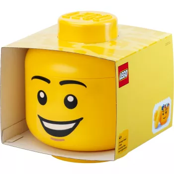 LEGO Storage Head Happy Boy Large geel 8,5L polypropyleen minifiguurhoofd opbergbox (40320820)