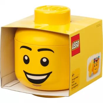 LEGO Storage Head Happy Boy Small geel 2 liter