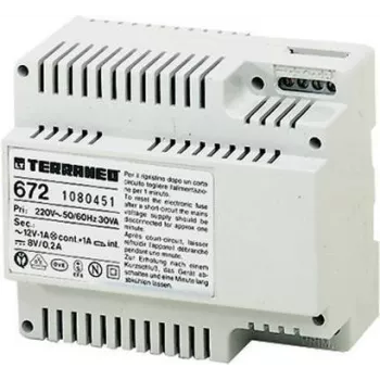LEGRAND bticino 672 voeding voor deurintercomsystemen, 230V AC naar 8V DC / 12V AC, 1,2A, DIN-rail, wit