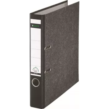 Leitz 1050 standaard ordner A4 52 mm zwart recyclingkarton met sleuven, vingergat, metalen hoekbeslag 1050-50-95