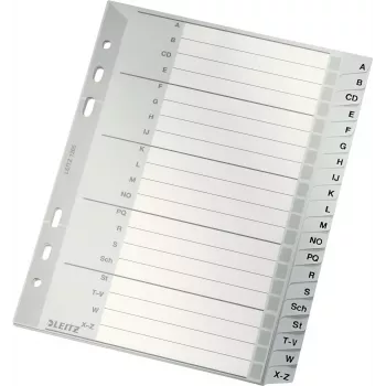 LEITZ A-Z register A5 polypropyleen 20-delig grijs met beschrijfbaar kartonnen voorblad 1265-00-00