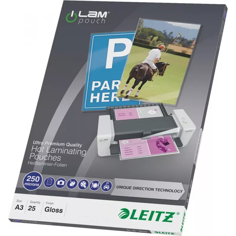 LEITZ A3 glanzende lamineerhoezen 250 micron kristalhelder, 25-pack (7491-00-00)