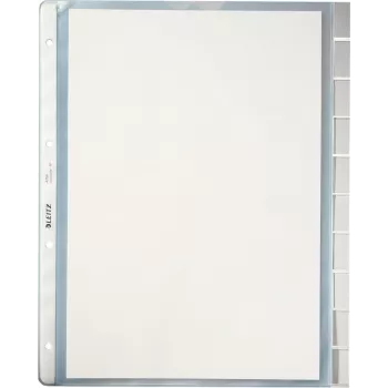 LEITZ A4 10-delige registermappen, transparant polypropyleen, boven open, met beschriftingslipjes 4754-00-03
