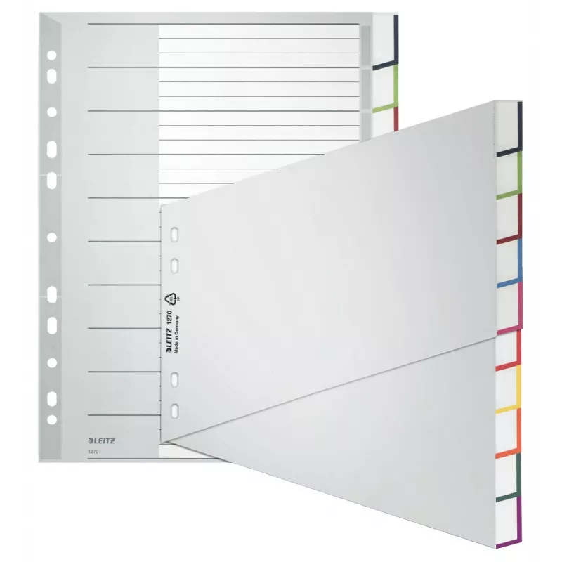 Leitz A4 blanco tabbladen, polypropyleen, grijs, 10-delig, universele perforatie 1270