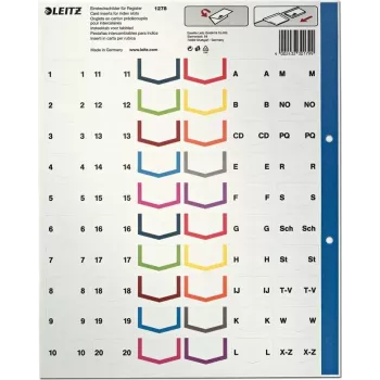 LEITZ A4 extra brede blanco kunststof registers, 20-delige, universele perforatie, transparant wit 1278-00-00