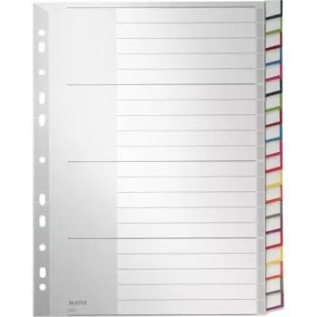 LEITZ A4 extra brede blanco kunststof registers, 20-delige, universele perforatie, transparant wit 1278-00-00