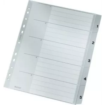 LEITZ A4 Extra Wide PP index-tabbladen 1-5, grijs met beschrijfbaar voorblad 1283-00-85