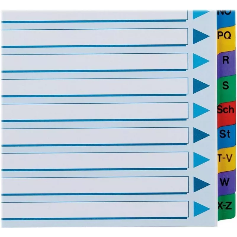 Esselte A4 Mylar A-Z tabbladen, 20-delig, meerkleurig (100167)