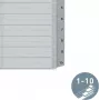 LEITZ A5 kunststof register, genummerd 1-10, grijs, 10-delig, polypropyleen, 0,12 mm, met beschrijfbaar voorblad 1285-00-00
