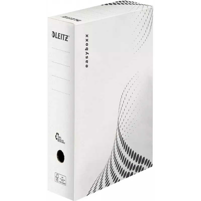LEITZ easyboxx archiefbox wit 100 mm rug, 100% recycling golfkarton, dubbele sluitkleppen, 25-pack (6132-00-00)