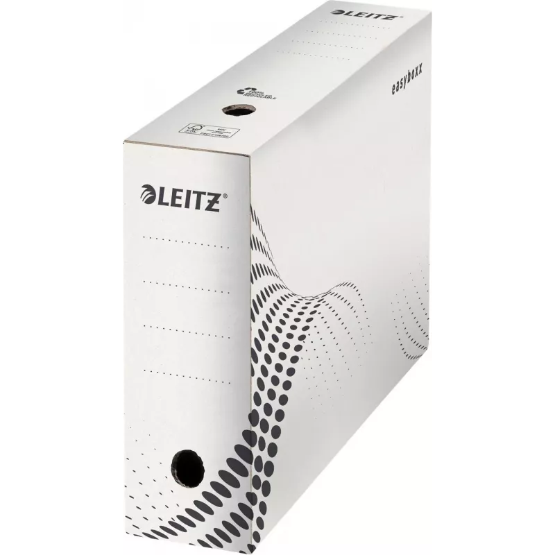 LEITZ easyboxx archiefbox wit 100 mm rug, 100% recycling golfkarton, dubbele sluitkleppen, 25-pack (6132-00-00)