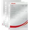 LEITZ Esselte standaard documenthoes A4, polypropyleen, kristalhelder, 0,06 mm, bovenzijde open, documentveilig, meervoudige perforatie, versterkte rand, 100-pack (925008)