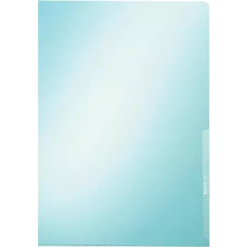 LEITZ Premium A4 documenthoes, PVC, blauw, 0,15 mm, boven en zijdelings open, archiefveilig, hardfolie (4100-00-35)