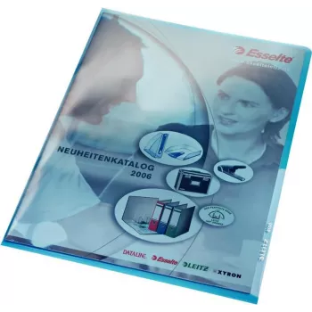 LEITZ Premium A4 documenthoes, PVC, blauw, 0,15 mm, boven en zijdelings open, archiefveilig, hardfolie (4100-00-35)