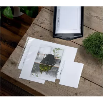 LEITZ re:cycle A4 presentatiehoes, 100% gerecycled PP, 0,13 mm gecorreleerd, boven en zijdelings open, transparant, 10-pack 4401-10-03