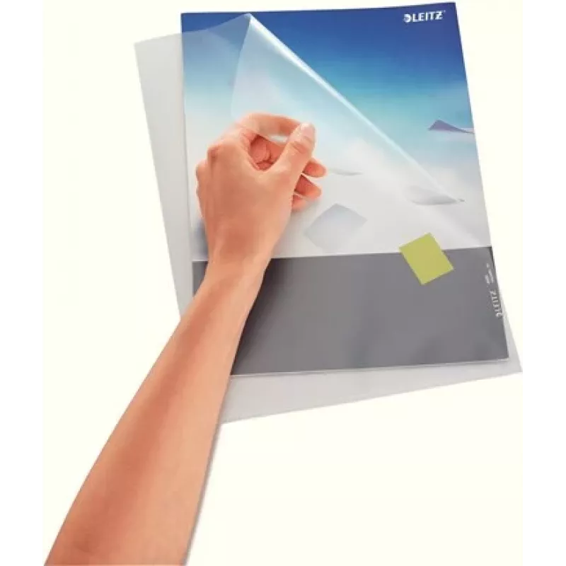 LEITZ Standaard A4 documenthoes, polypropyleen, nerf, blauw, 0,13 mm, boven en zijkant open, documentveilig, duimuithouder 4000-00-35
