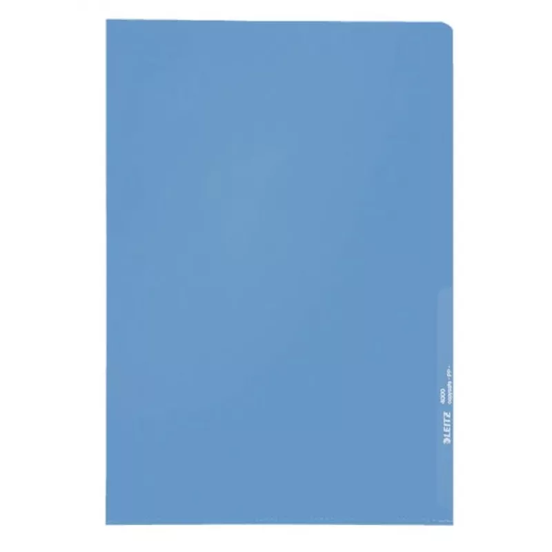 LEITZ Standaard A4 documenthoes, polypropyleen, nerf, blauw, 0,13 mm, boven en zijkant open, documentveilig, duimuithouder 4000-00-35
