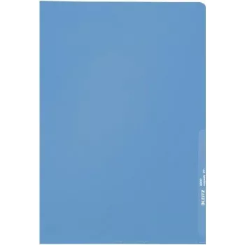 LEITZ Standaard A4 documenthoes, polypropyleen, nerf, blauw, 0,13 mm, boven en zijkant open, documentveilig, duimuithouder 4000-00-35