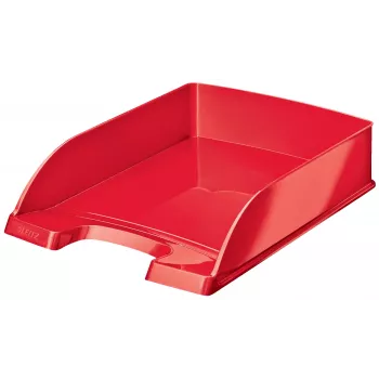 Leitz WOW briefbak rood – robuuste premium kwaliteit, hoogglans, stapelbaar, A4/C4/Folio