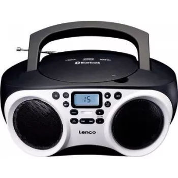 Lenco SCD-501 WH draagbare cd-speler met Bluetooth, FM-radio, USB-MP3-weergave, wit/zwart