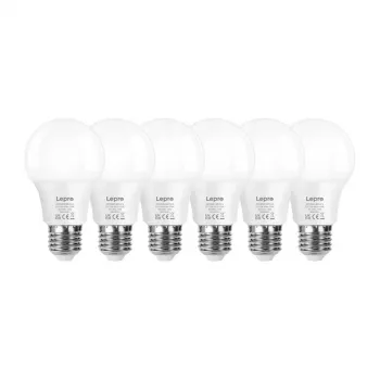 LEPRO 100089-WW-EU-6 LED-lamp, E27, A60, 8,5 W (komt overeen met 60 W), 806 lm, 2700 K warmwit, 180° stralingshoek, 6-pack