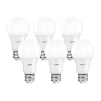 LEPRO 100092-WW-EU-6 A60 E27 7W 800lm 2700K dimbare LED-lamp, energieklasse E, 6-pack
