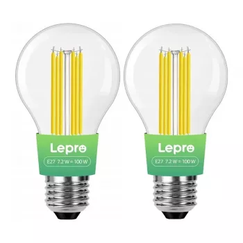 LEPRO 100094-WW-EU-2 E27 filament-LED-lamp, 7,2 W (komt overeen met 100 W), 1521 lm, 2700K warmwit, energieklasse A, 2-pack