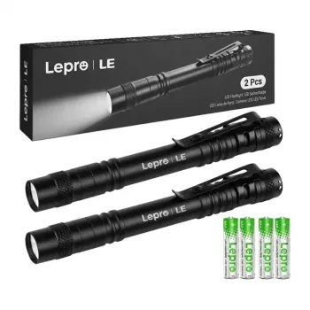 LEPRO 120023-2 zaklamp 2-pack, 1000 lumen LED tactische zaklamp, IPX4 waterbestendig, verstelbare focus, 5 modi, vliegtuigaluminium, Zwart