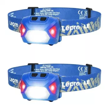 LEPRO 320014-B-2 USB-oplaadbare LED-hoofdlamp, 300 lm, 2-pack