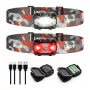 LEPRO 320023-2 USB-oplaadbare LED-hoofdlamp, 300 lumen, 6 modi, IPX4, 2-pack