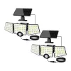 LEPRO 640005-DW-2 solar bewegingssensorlamp, 2-pack, 600 lumen, 6500K koelwit, IP65 waterdicht, 3 modi, wandmontage