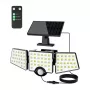 LEPRO 640005-DW solarlamp, 3000 lm, 6500K, 3 verstelbare koppen, 270° verlichting, IP65, bewegingssensor, 2400 mAh
