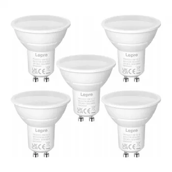 LEPRO GU10 LED-lamp 4,5 W (komt overeen met 50 W), 345 lm, daglichtwit 5000 K, 100° stralingshoek, niet dimbaar, 5-pack