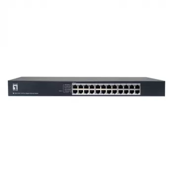 LevelOne GEU-2432 24-poorts Gigabit Ethernet switch, 4-mode DIP switch, 19 inch rackmount, unmanaged, metalen behuizing