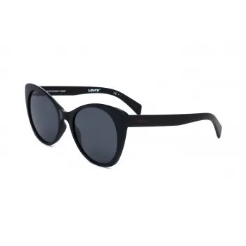 LEVI'S LV-1015-S-807 dames vierkante zonnebril - zwart montuur, grijze glazen, UV400-bescherming