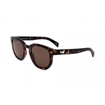 LEVI'S LV-1022-S-086 unisex rechthoek zonnebril - Havana montuur, bruine glazen, 51 mm