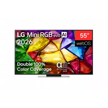 LG 55MRGB87B3B 55 inch 4K QNED Mini LED smart tv met α7 Gen6 AI-processor, webOS 23, 120Hz, 4x HDMI 2.1