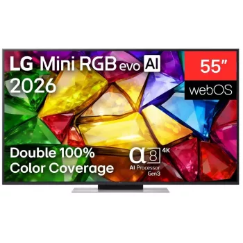 LG 55MRGB87B3B 55 inch 4K QNED Mini LED smart tv met α7 Gen6 AI-processor, webOS 23, 120Hz, 4x HDMI 2.1
