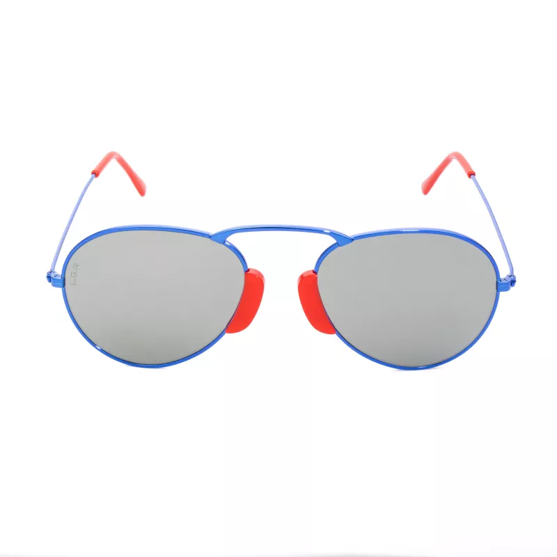 LGR AGADIR-BLUE08 unisex zonnebril Havana montuur blauwe glazen 54/20/145 mm