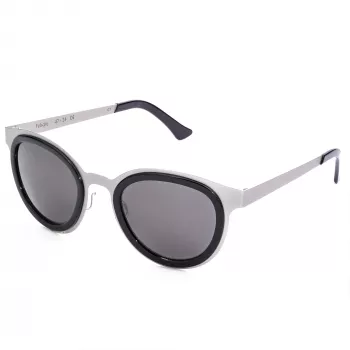 LGR FELI-SILVER01 unisex zonnebril - zilveren acetaat montuur, grijze polycarbonaat glazen, UV400-bescherming, 47/24/145 mm