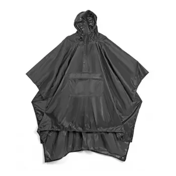 Lifeventure reis-regenponcho – waterdicht ripstop-nylon, zwart, one size