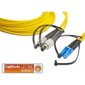 Lightwin LDP-09 FC-LC 3.0 OS2 single-mode duplex glasvezel-patchkabel, 3m, geel LSZH, FC naar LC UPC
