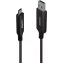 LINDY 10m USB 3.2 Gen 1 Type A naar C glasvezel hybride kabel - zwart