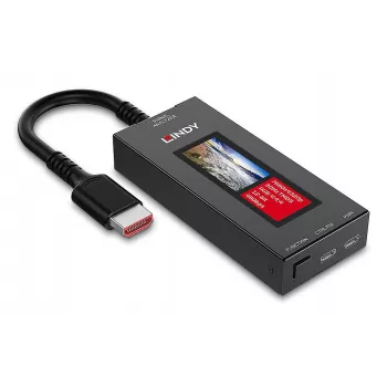 LINDY HDMI 8K60 signaalanalysator met OLED-display voor HDMI 2.1 8K video