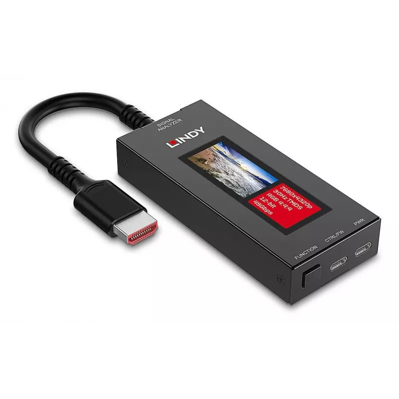 LINDY HDMI 8K60 signaalanalysator met OLED-display voor HDMI 2.1 8K video
